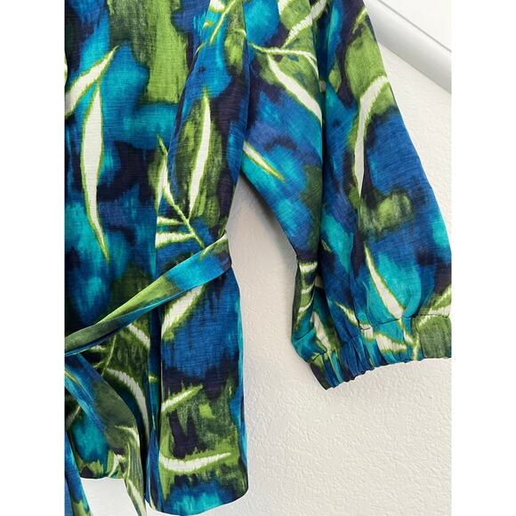 Kenneth Cole Belted Blouse Womens 4P Silk Linen Luxury Beach Office Country Club - Picture 16 of 16